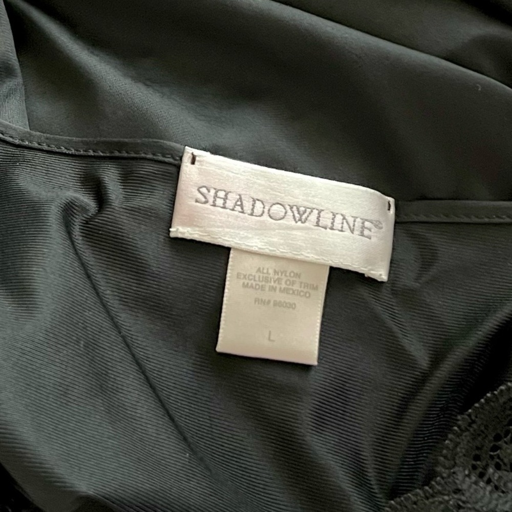 Shadowline Peignor Dressing Robe Lace Silky Nylon Romantic Goth Feminine Large - Picture 9 of 11